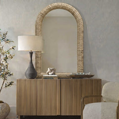 Twisted Woodtone Seagrass Arch Mirror - Ornate Home