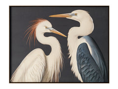 Two Multicolor Cranes Framed Painting - Ornate Home