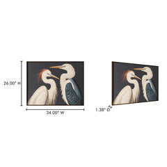 Two Multicolor Cranes Framed Painting - Ornate Home