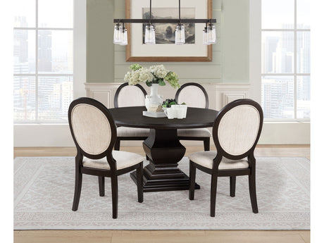 Twyla Dark Cocoa 5-piece Round Wood Dining Room Table Set - Ornate Home
