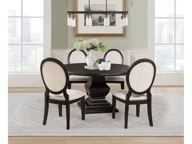 Twyla Dark Cocoa 5-piece Round Wood Dining Room Table Set - Ornate Home