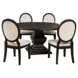 Twyla Dark Cocoa 5-piece Round Wood Dining Room Table Set - Ornate Home