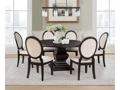 Twyla Dark Cocoa 7-piece Round Wood Dining Room Table Set - Ornate Home