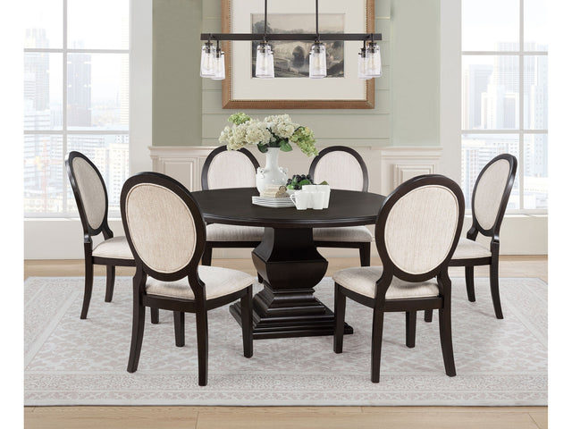 Twyla Dark Cocoa 7-piece Round Wood Dining Room Table Set - Ornate Home