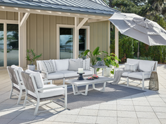 Tybee Chalk Aluminum/Greige Wicker Lounge Chair - Ornate Home