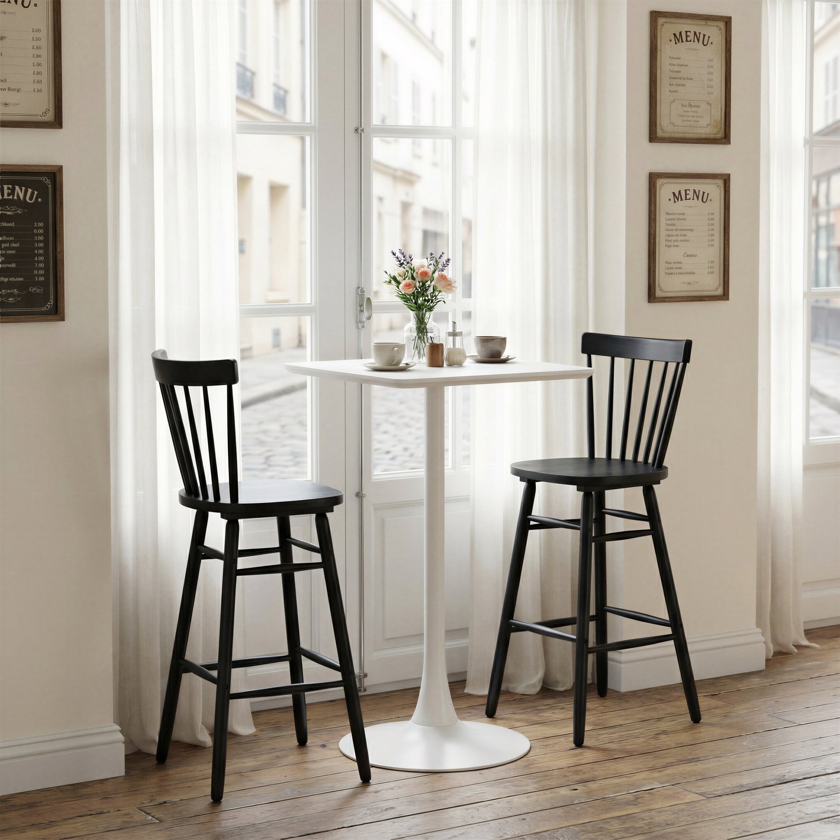 Tyce Black Barstool (Set of 2) - Ornate Home