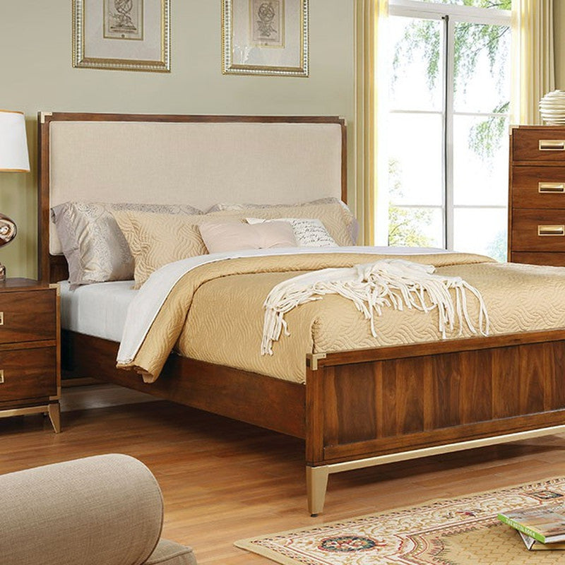 Tychus Dark Oak/Beige Cal.King Bed - Ornate Home