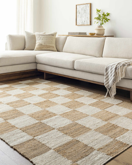 Tyhir Checkered Jute Rug - Ornate Home