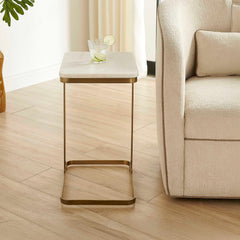 Tylan Brass/White Marble Accent Table - Ornate Home