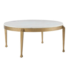 Tylan Brass/White Round Marble Coffee Table - Ornate Home