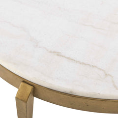 Tylan Brass/White Round Marble Coffee Table - Ornate Home