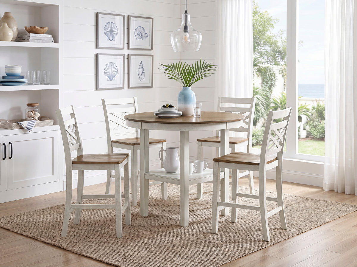 Tyler Beige 5-Piece Pack Counter Height Set - Ornate Home