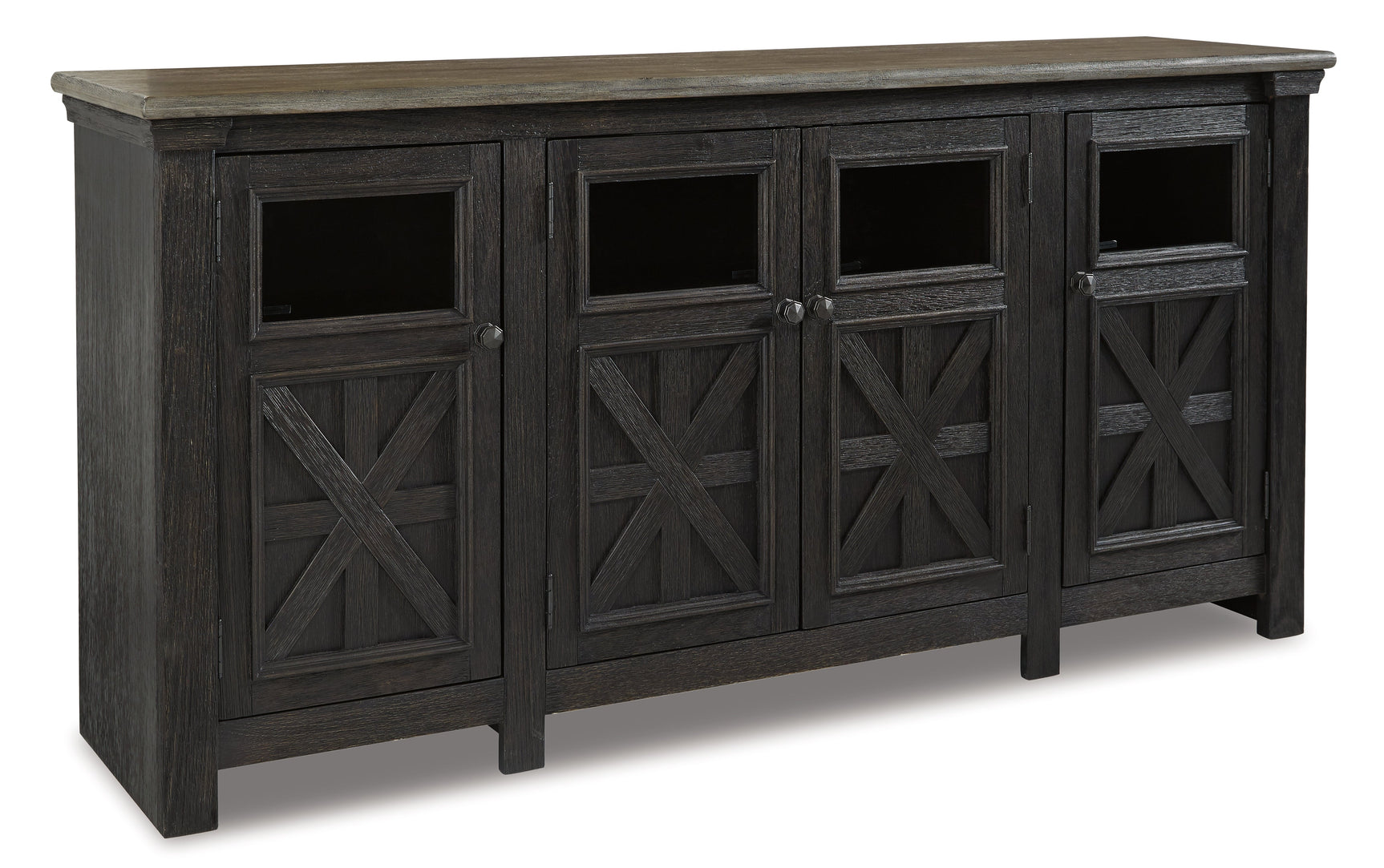 Tyler Creek Black/Gray 74" TV Stand (Online Special Price) - Ornate Home