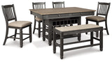 Tyler Creek Black/Gray Counter Height Dining Table and 4 Barstools and Bench (Online Special Price) - Ornate Home