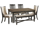 Tyler Creek Black/Gray Dining Table with 4 Chairs and Bench (Online Special Price) - Ornate Home