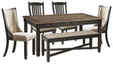 Tyler Creek Black/Gray Dining Table with 4 Chairs and Bench (Online Special Price) - Ornate Home