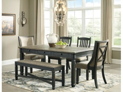 Tyler Creek Black/Gray Dining Table with 4 Chairs and Bench - Ornate Home