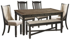 Tyler Creek Black/Gray Dining Table with 4 Chairs and Bench - Ornate Home