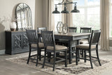 Tyler Creek Black/Grayish Brown Counter Height Dining Table and 6 Barstools with Server (Online Special Price) - Ornate Home