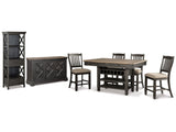 Tyler Creek Black/Grayish Brown Counter Height Table with 4 Barstools, Server and Display Cabinet (Online Special Price) - Ornate Home