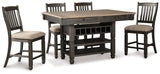 Tyler Creek Black/Grayish Brown Counter Height Table with 4 Barstools, Server and Display Cabinet (Online Special Price) - Ornate Home