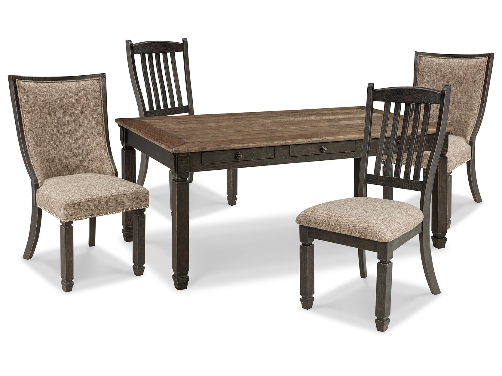 Tyler Creek Black/Grayish Brown Dining Table and 4 Chairs (Online Special Price) - Ornate Home