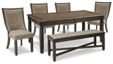 Tyler Creek Black/Grayish Brown Dining Table and 4 Chairs with Bench (Online Special Price) - Ornate Home