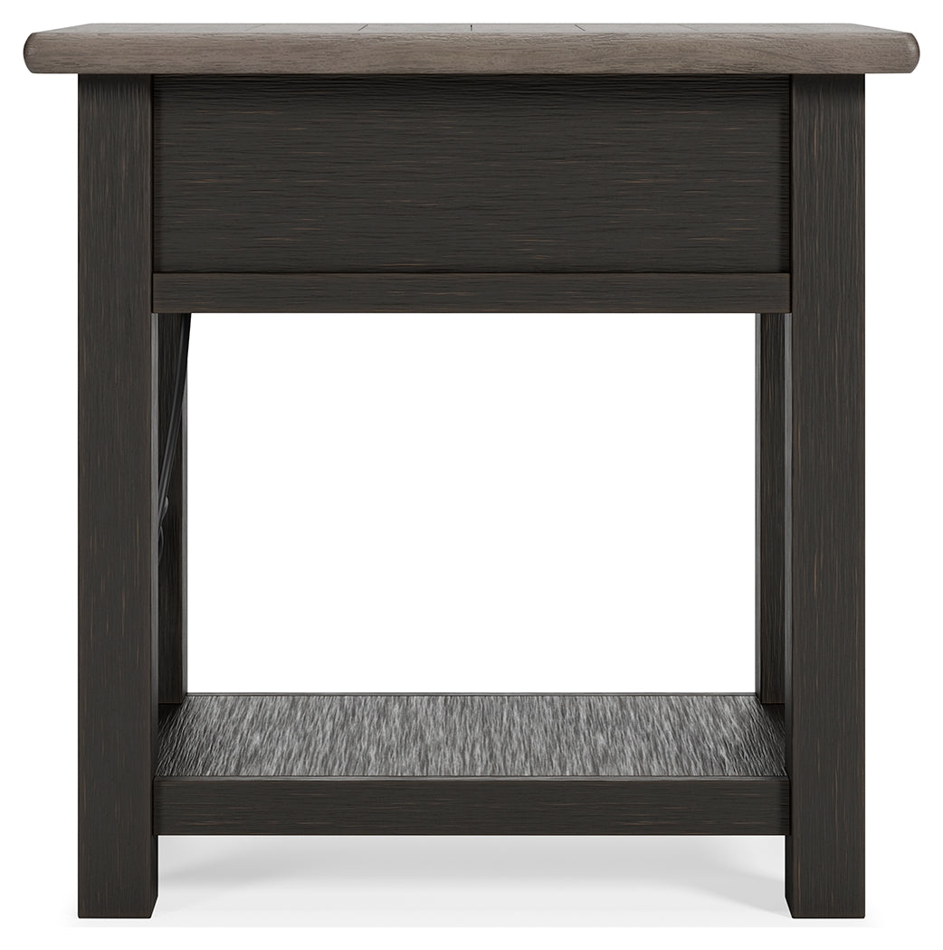 Tyler Creek Grayish Brown/Black Chairside End Table (Online Special Price) - Ornate Home