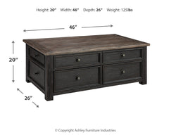 Tyler Creek Grayish Brown/Black Coffee Table and 2 Chairside End Tables - Ornate Home