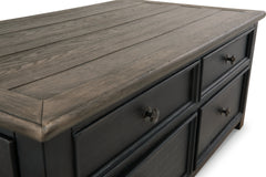 Tyler Creek Grayish Brown/Black Coffee Table and 2 Chairside End Tables - Ornate Home