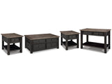 Tyler Creek Grayish Brown/Black Coffee Table and 2 End Tables with Console - Ornate Home