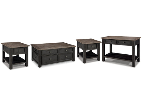 Tyler Creek Grayish Brown/Black Coffee Table and 2 End Tables with Console - Ornate Home