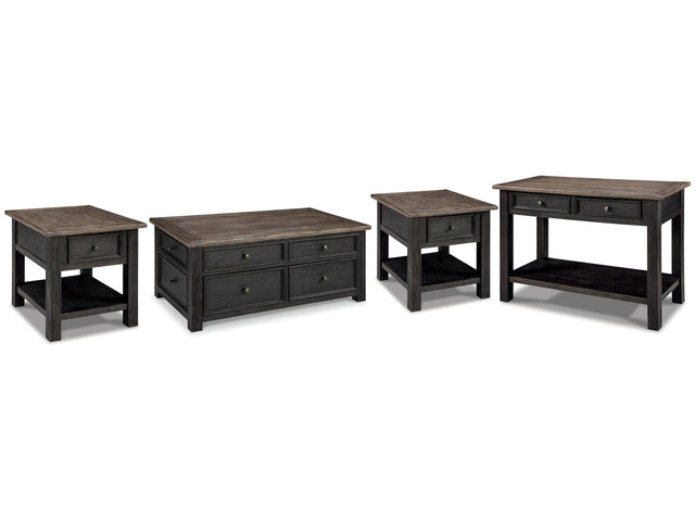 Tyler Creek Grayish Brown/Black Coffee Table and 2 End Tables with Console - Ornate Home