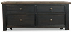 Tyler Creek Grayish Brown/Black Coffee Table and 2 End Tables with Console - Ornate Home
