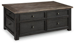 Tyler Creek Grayish Brown/Black Coffee Table and 2 End Tables with Console - Ornate Home
