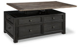 Tyler Creek Grayish Brown/Black Coffee Table and 2 End Tables with Console - Ornate Home