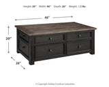 Tyler Creek Grayish Brown/Black Lift Top Coffee Table (Online Special Price) - Ornate Home