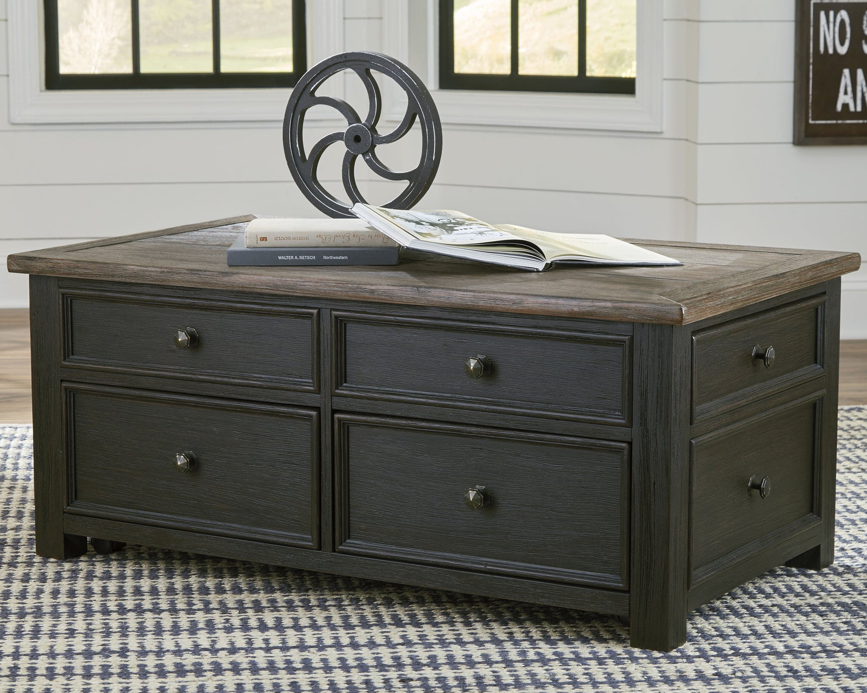 Tyler Creek Grayish Brown/Black Lift Top Coffee Table (Online Special Price) - Ornate Home