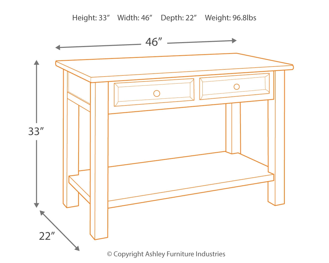 Tyler Creek Sofa/Console Table (Online Special Price) - Ornate Home