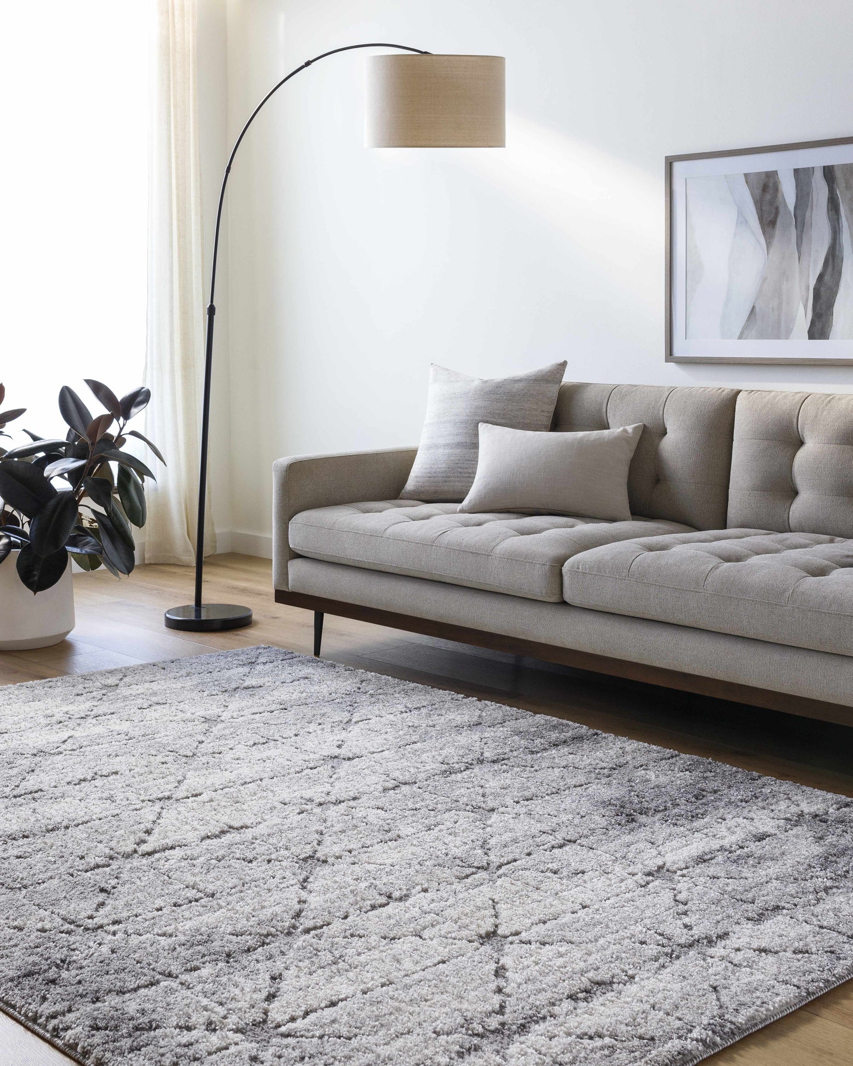Tyree Distressed Gray Trellis Area Rug - Ornate Home