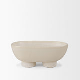 Tyren Cream Glazed Decorative Oblong Ceramic Bowl - Ornate Home