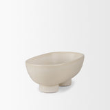 Tyren Cream Glazed Decorative Oblong Ceramic Bowl - Ornate Home