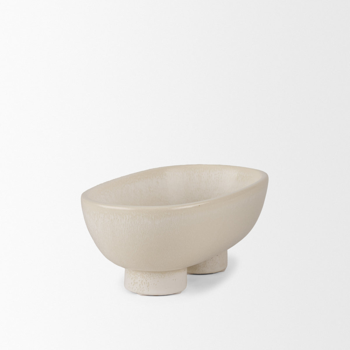 Tyren Cream Glazed Decorative Oblong Ceramic Bowl - Ornate Home