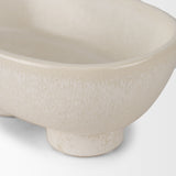 Tyren Cream Glazed Decorative Oblong Ceramic Bowl - Ornate Home