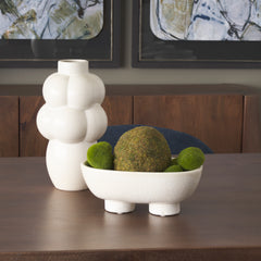 Tyren Cream Glazed Decorative Oblong Ceramic Bowl - Ornate Home