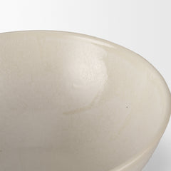 Tyren Cream Glazed Decorative Round Ceramic Bowl - Ornate Home