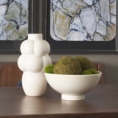 Tyren Cream Glazed Decorative Round Ceramic Bowl - Ornate Home