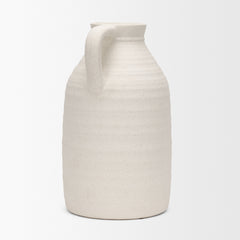 Tyrus Matte White Large Textured with Speckling Ceramic Vase - Ornate Home