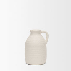 Tyrus Matte White Medium Textured with Speckling Ceramic Vase - Ornate Home