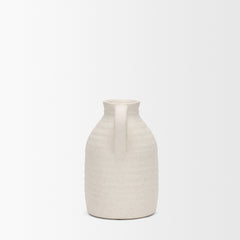 Tyrus Matte White Medium Textured with Speckling Ceramic Vase - Ornate Home